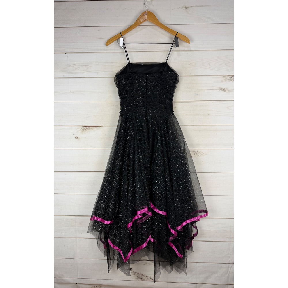Rampage Dress Black Size 5 Glitter Tulle Handkerchief Hem - Picture 2 of 8